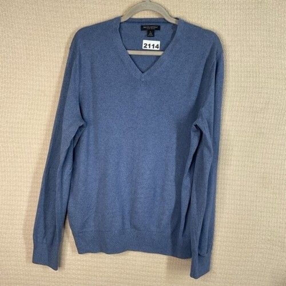 Banana Republic Blue Luxury Blend Cashmere/Silk/Cotton V-Neck Sweater Men Size L